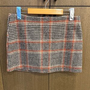 Brandy Melville Houndstooth Mini Skirt - Black, Tan and Orange